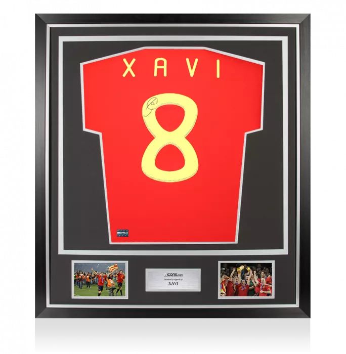 icons Xavi Back Signed Spain 2010 Home Shirt In Classic Frame