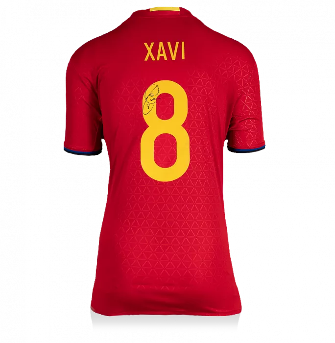 Icons Xavi Back Signed Spain 2016-17 Home Shirt In Hero Frame: Option 1