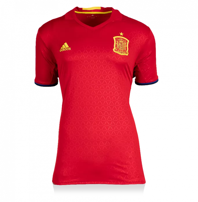 Icons Xavi Back Signed Spain 2016-17 Home Shirt In Hero Frame: Option 1