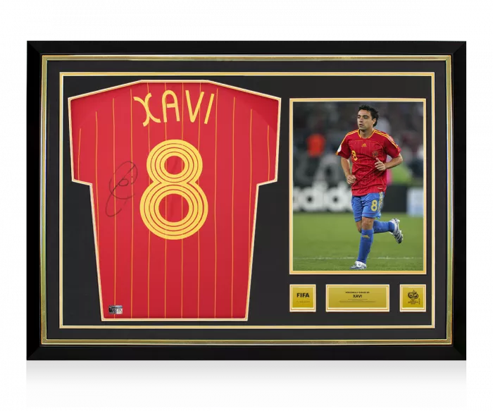 icons Xavi Official 2006 FIFA World Cup™ Back Signed and Hero Framed Spain 2006 Home Shirt