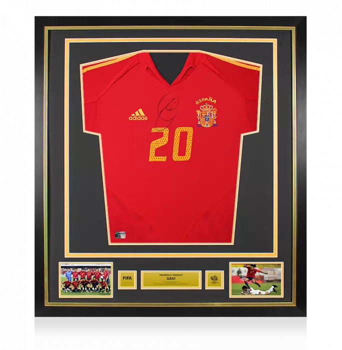 icons Xavi Official 2006 FIFA World Cup™ Front Signed and Framed Spain 2004-06 Home Shirt
