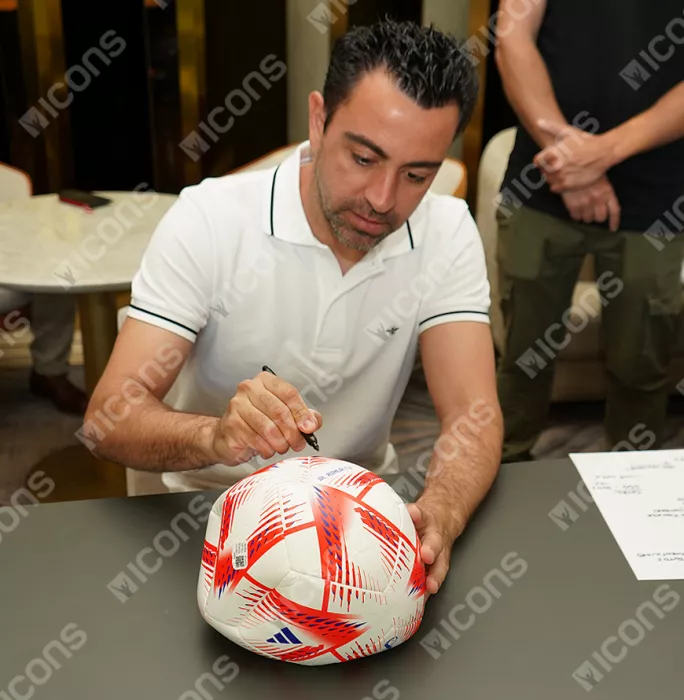 Icons Xavi Official 2022 FIFA World Cup™ Signed Football In Acrylic Case
