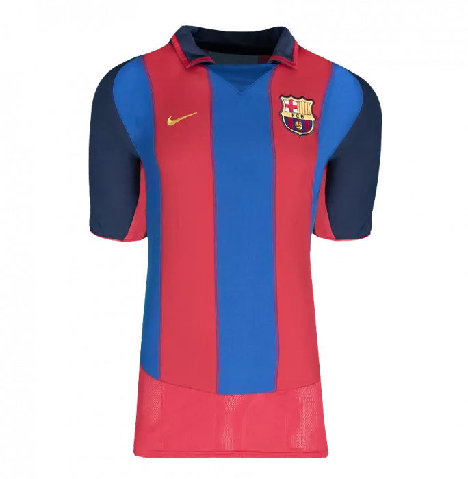 Icons Xavi Official FC Barcelona Back Signed And Framed 2003-04 Home Shirt