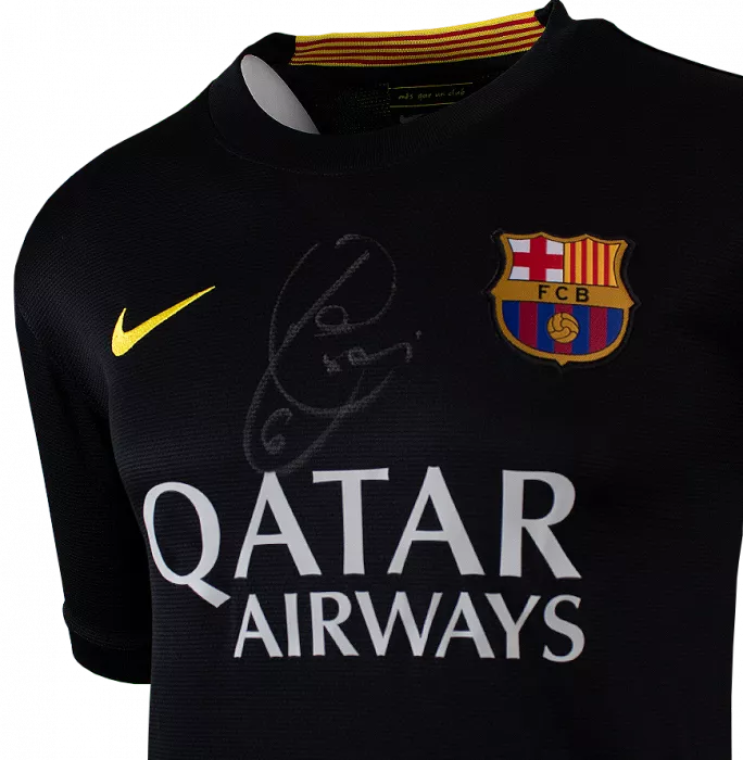 Icons Xavi Official FC Barcelona Front Signed 2013-14 Third Shirt