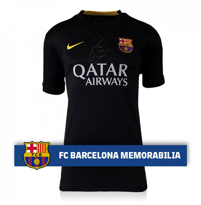 icons Xavi Official FC Barcelona Front Signed 2013-14 Third Shirt