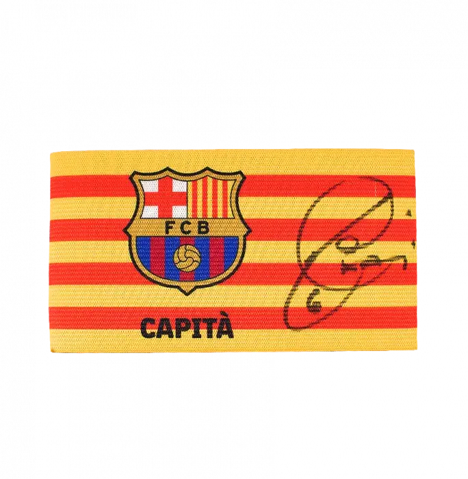 Icons Xavi Official FC Barcelona Signed And Framed Captain's Armband
