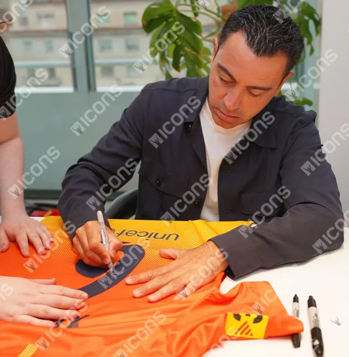 Icons Xavi Official UEFA Champions League Back Signed And Hero Framed FC Barcelona 2012-13 Away Shirt