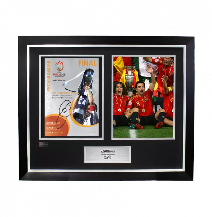icons Xavi Signed and Framed EURO 2008 Final Programme