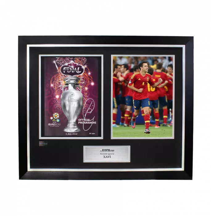 icons Xavi Signed and Framed EURO 2012 Final Programme
