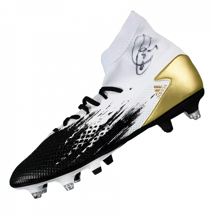 icons Xavi Signed White Black & Gold Adidas Predator Boot