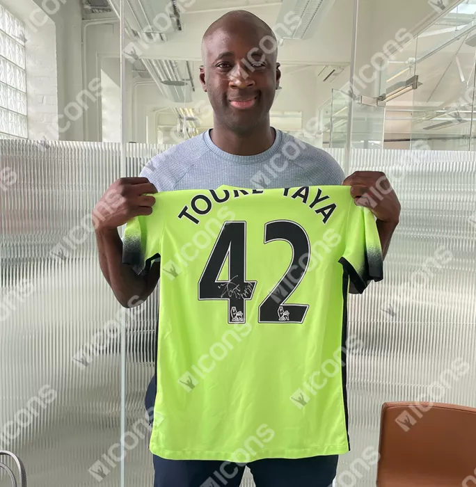 Icons Yaya Toure Back Signed Manchester City 2015-16 Third Shirt In Classic Frame