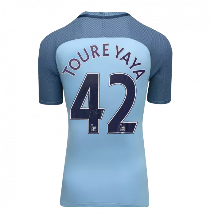 Icons Yaya Toure Back Signed Manchester City 2016-17 Home Shirt In Hero Frame: Option 1