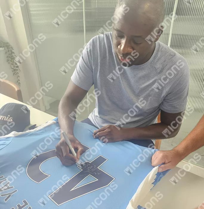 Icons Yaya Toure Back Signed Manchester City 2021-22 Home Shirt In Deluxe Packaging