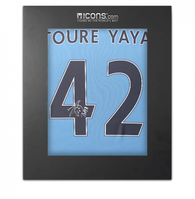icons Yaya Toure Back Signed Manchester City 2021-22 Home Shirt In Deluxe Packaging