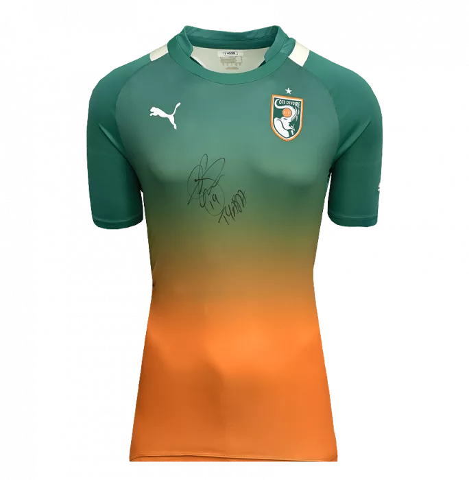 Icons Yaya Toure Front Signed Ivory Coast 2012 Away Shirt In Deluxe Packaging