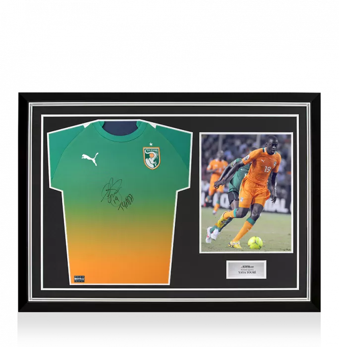 icons Yaya Toure Front Signed Ivory Coast 2012 Away Shirt In Hero Frame: Option 1