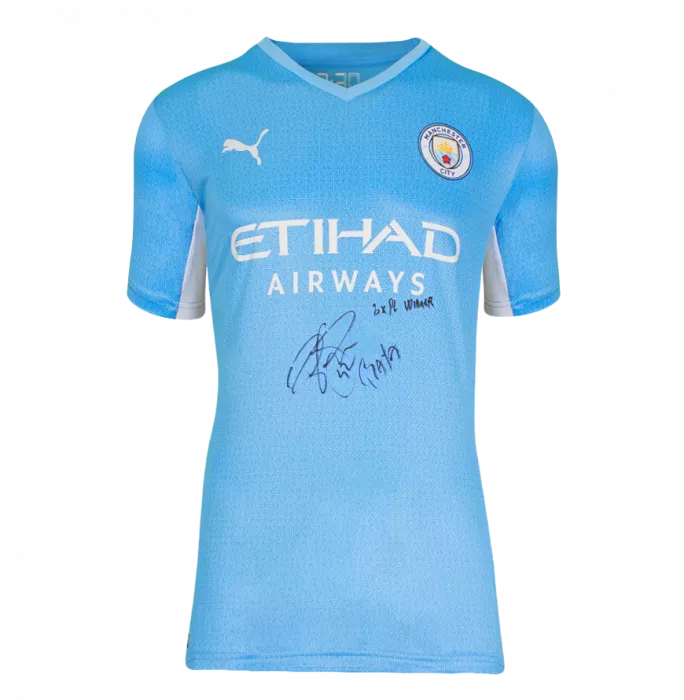 Icons Yaya Toure Front Signed Manchester City 2021-22 Home Shirt - 3x PL Winner Inscription In Classic Frame