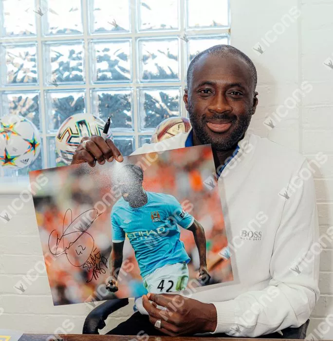 Icons Yaya Toure Manchester City & Yaya Toure Ivory Coast Signed Photos In Dual Photo Frame