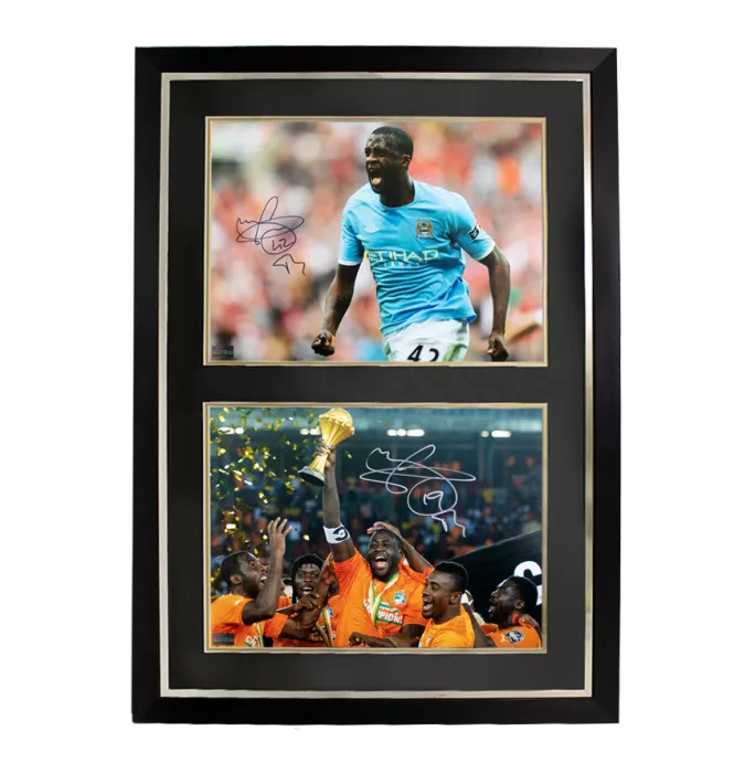 icons Yaya Toure Manchester City & Yaya Toure Ivory Coast Signed Photos In Dual Photo Frame