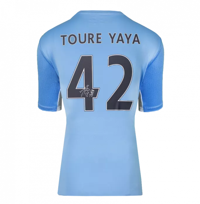 Icons Yaya Toure Official UEFA Champions League Back Signed And Framed Manchester City 2021-22 Home Shirt
