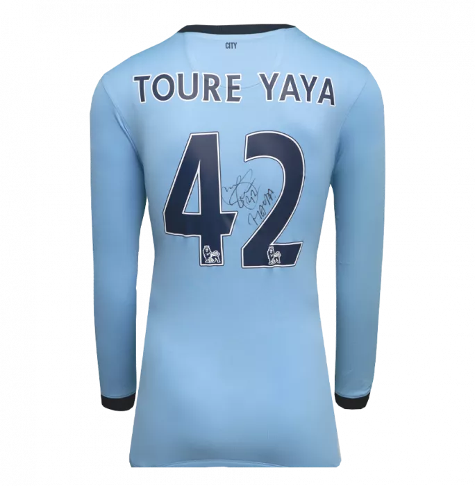 Icons Yaya Toure Official UEFA Champions League Back Signed And Framed Manchester City 2014-15 Home Shirt
