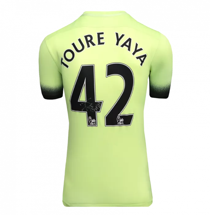 Icons Yaya Toure Official UEFA Champions League Back Signed And Framed Manchester City 2015-16 Third Shirt