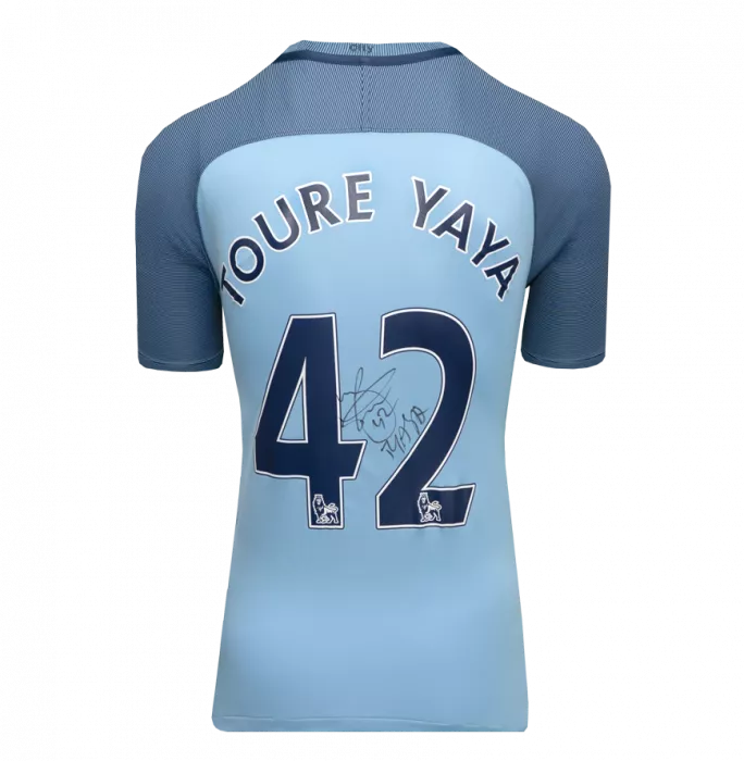 Icons Yaya Toure Official UEFA Champions League Back Signed And Hero Framed Manchester City 2016-17 Home Shirt