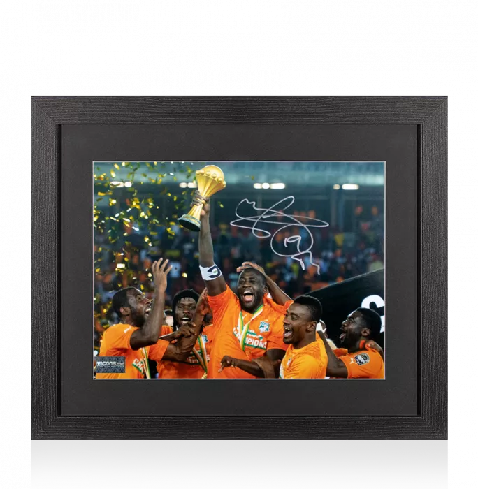 icons Yaya Toure Signed Ivory Coast Photo In Black Wooden Frame: 2015 Africa Cup of Nations Winner