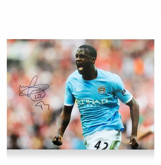 Icons Yaya Toure Signed Manchester City Photo In Black Wooden Frame: FA Cup Semi Final Goal Vs Manchester United