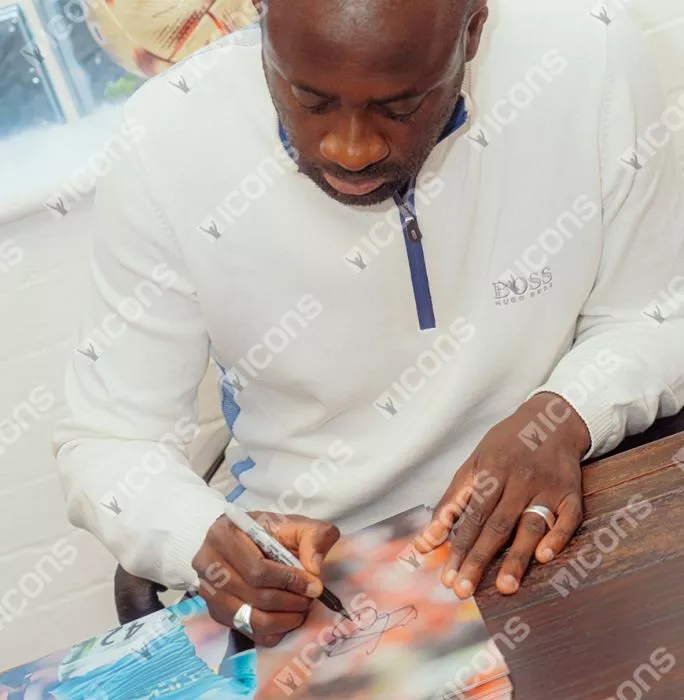 Icons Yaya Toure Signed Manchester City Photo In Black Wooden Frame: FA Cup Semi Final Goal Vs Manchester United