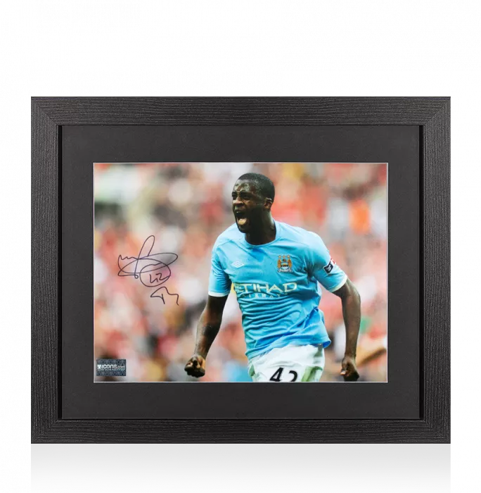 icons Yaya Toure Signed Manchester City Photo In Black Wooden Frame: FA Cup Semi Final Goal vs Manchester United