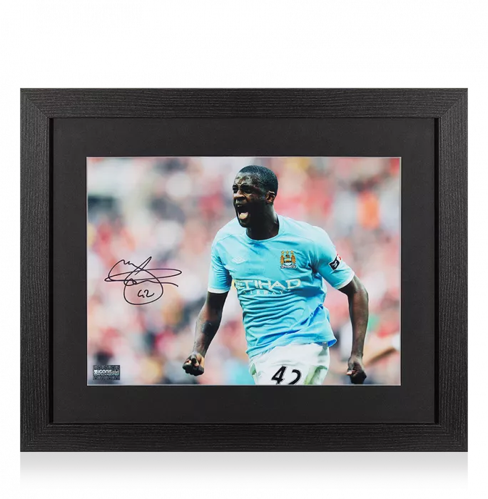 icons Yaya Toure Signed Manchester City Photo In Black Wooden Frame: FA Cup Semi Final Goal vs Manchester United