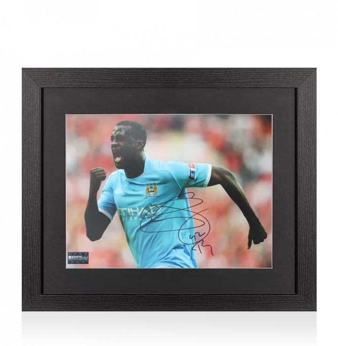 icons Yaya Toure Signed Manchester City Photo In Black Wooden Frame: FA Cup Semi-Final Goal