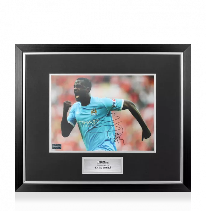 Icons Yaya Toure Signed Manchester City Photo In Premium Photo Frame: FA Cup Semi-Final Goal