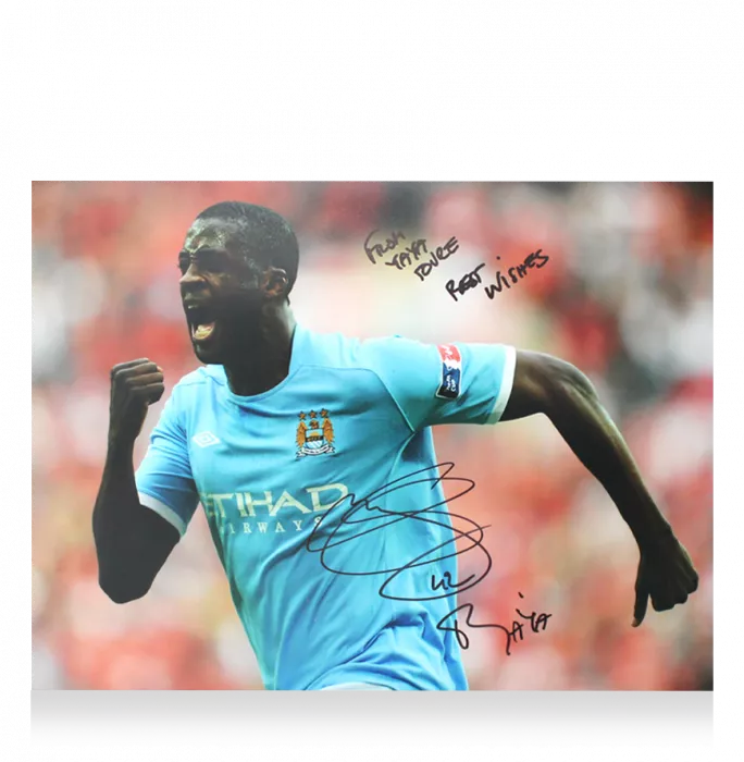Icons Yaya Toure Signed Manchester City Photo In Premium Photo Frame: FA Cup Semi-Final Goal - From Yaya Toure Best Wishes)