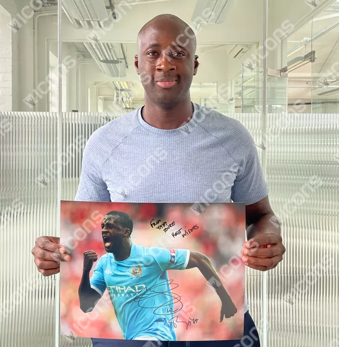 Icons Yaya Toure Signed Manchester City Photo In Premium Photo Frame: FA Cup Semi-Final Goal - From Yaya Toure Best Wishes)