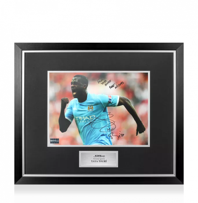 icons Yaya Toure Signed Manchester City Photo In Premium Photo Frame: FA Cup Semi-Final Goal - From Yaya Toure Best Wishes)