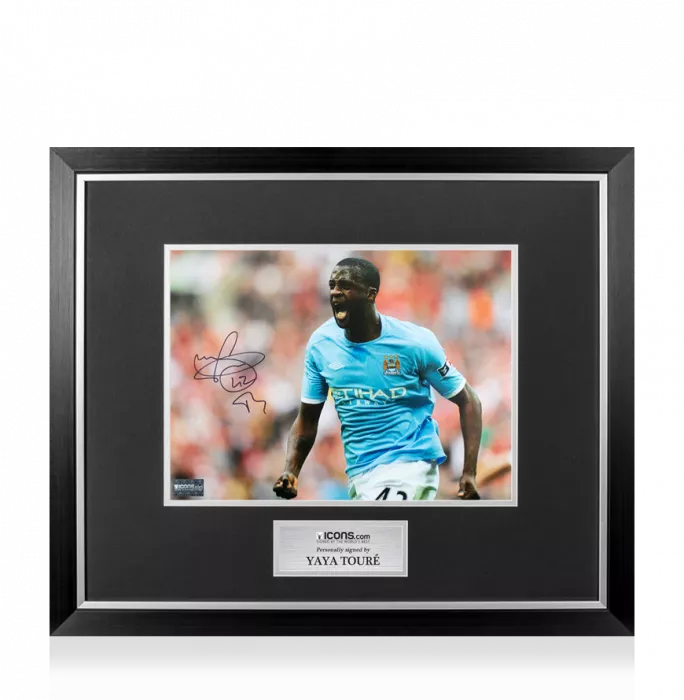 icons Yaya Toure Signed Manchester City Photo In Premium Photo Frame: FA Cup Semi Final Goal vs Manchester United