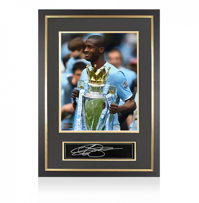 icons Yaya Toure Signed Plaque and Photo Frame: 2013-14 Premier League Winner