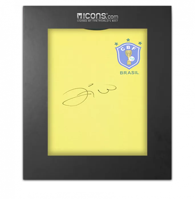 icons Zico Front Signed Brazil 1970 Retro Home Shirt In Deluxe Packaging