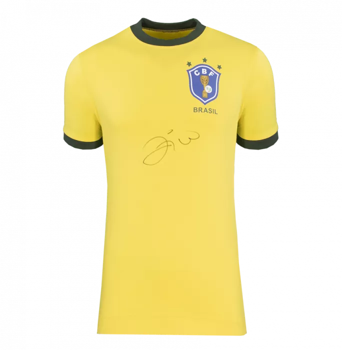 Icons Zico Official 1970 FIFA World Cup™ Front Signed And Framed Brazil Retro Home Shirt