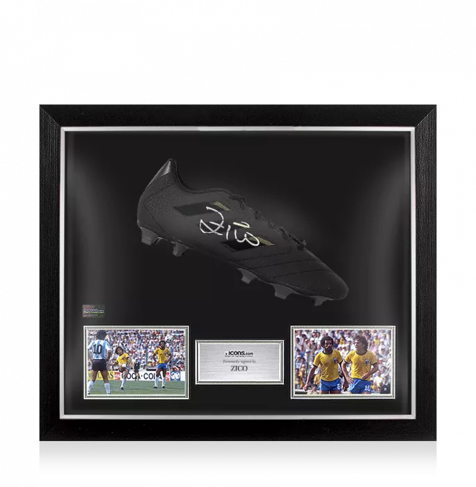icons Zico Signed Adidas Blackout Boot In Bubble Frame: Brazil Option