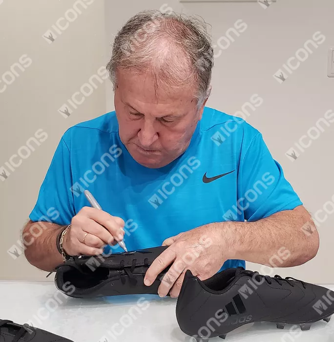 Icons Zico Signed Black Adidas Blackout Boot In Acrylic Case