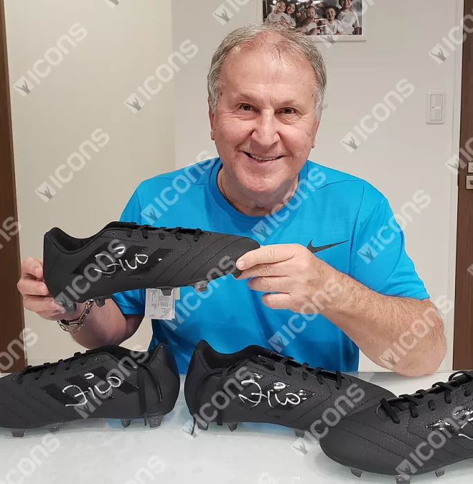 Icons Zico Signed Black Adidas Blackout Boot In Acrylic Case
