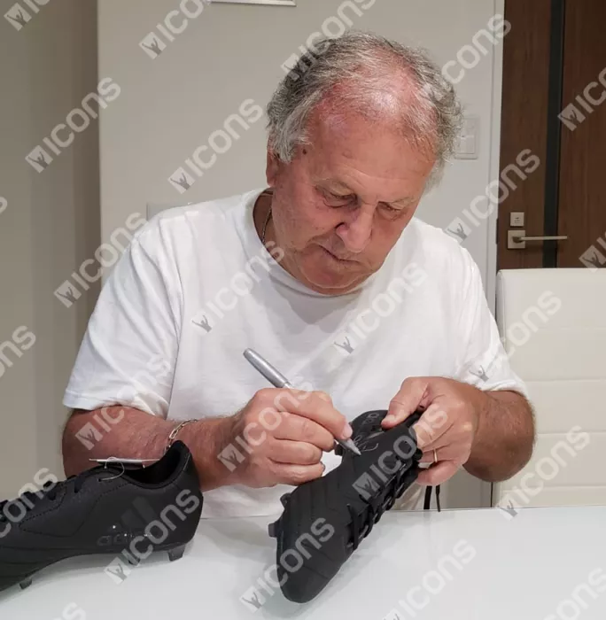 Icons Zico Signed Black Adidas Blackout Boot In Acrylic Case