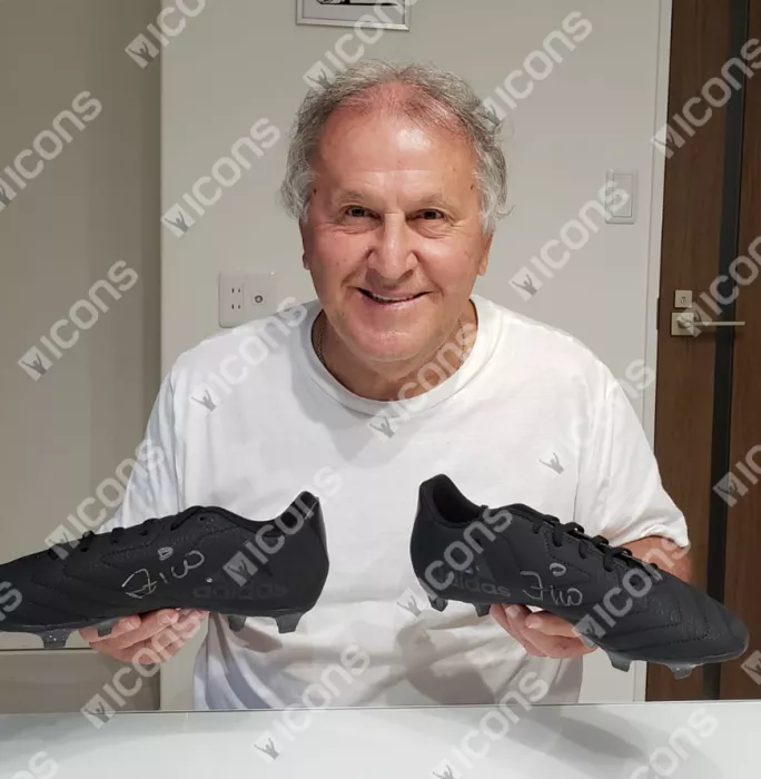 Icons Zico Signed Black Adidas Blackout Boot In Acrylic Case