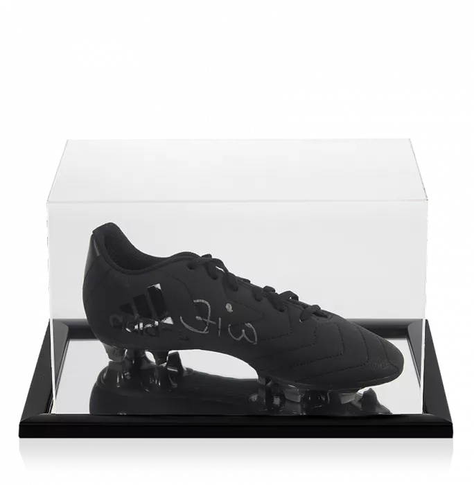 icons Zico Signed Black Adidas Blackout Boot In Acrylic Case