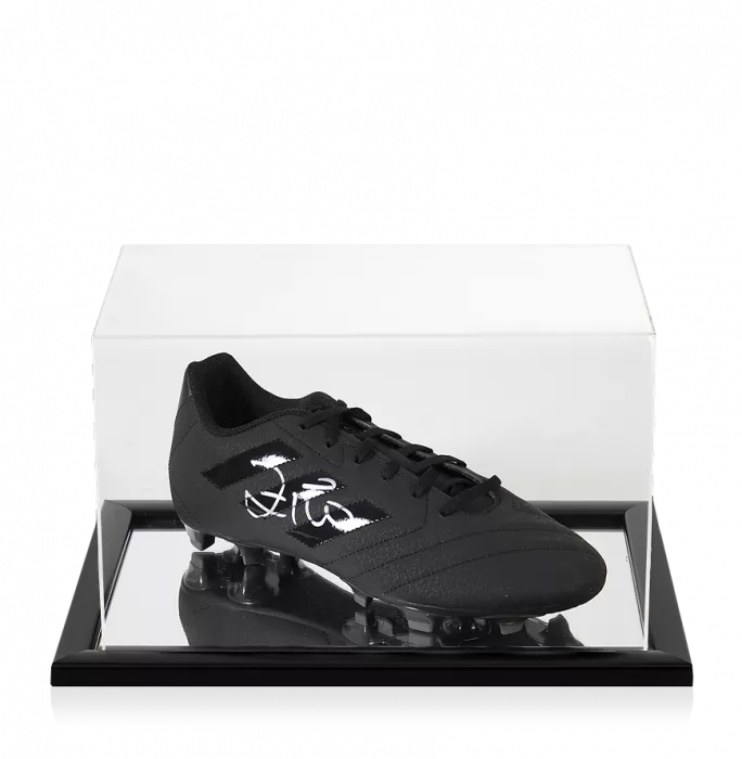 icons Zico Signed Black Adidas Blackout Boot In Acrylic Case