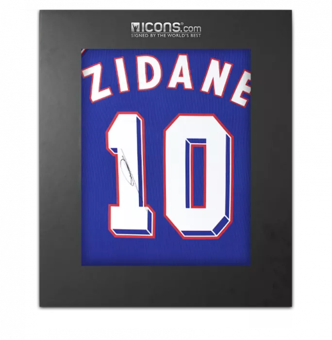 icons Zinedine Zidane Back Signed France 1998 Home Shirt In Deluxe Packaging