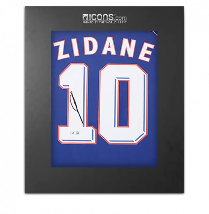 icons Zinedine Zidane Back Signed France 1998 Home Shirt In Deluxe Packaging